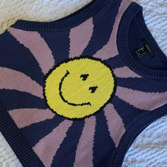 Forever 21 Smiley Face Knit Vest - Yellow and Purple - Picture 7 of 16